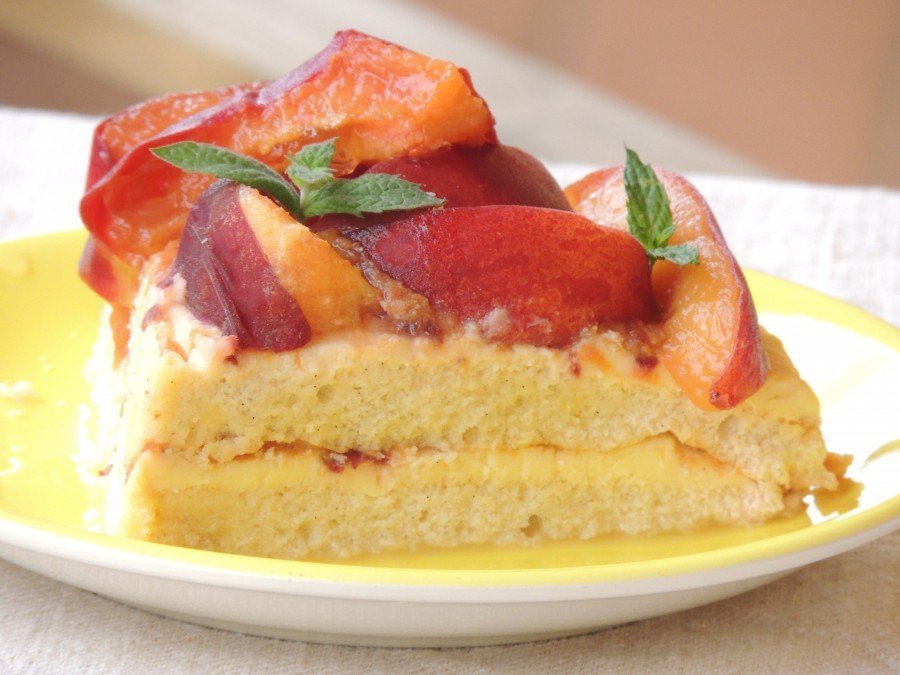 Torta con Crema al Limone e Pesche Senza Glutine